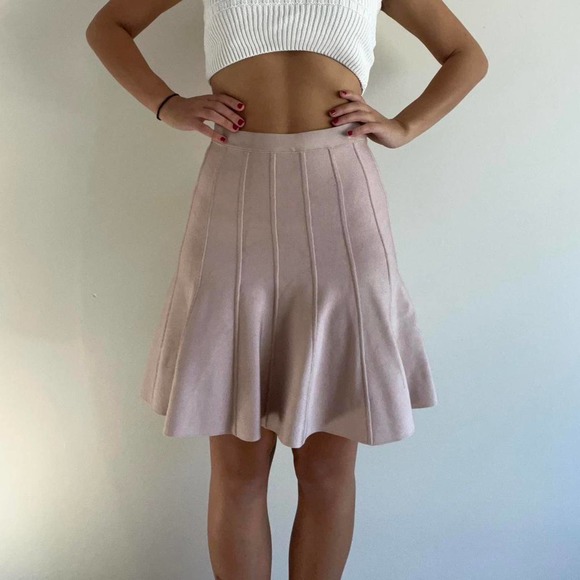 pink stretch knit skirt herve leger size small